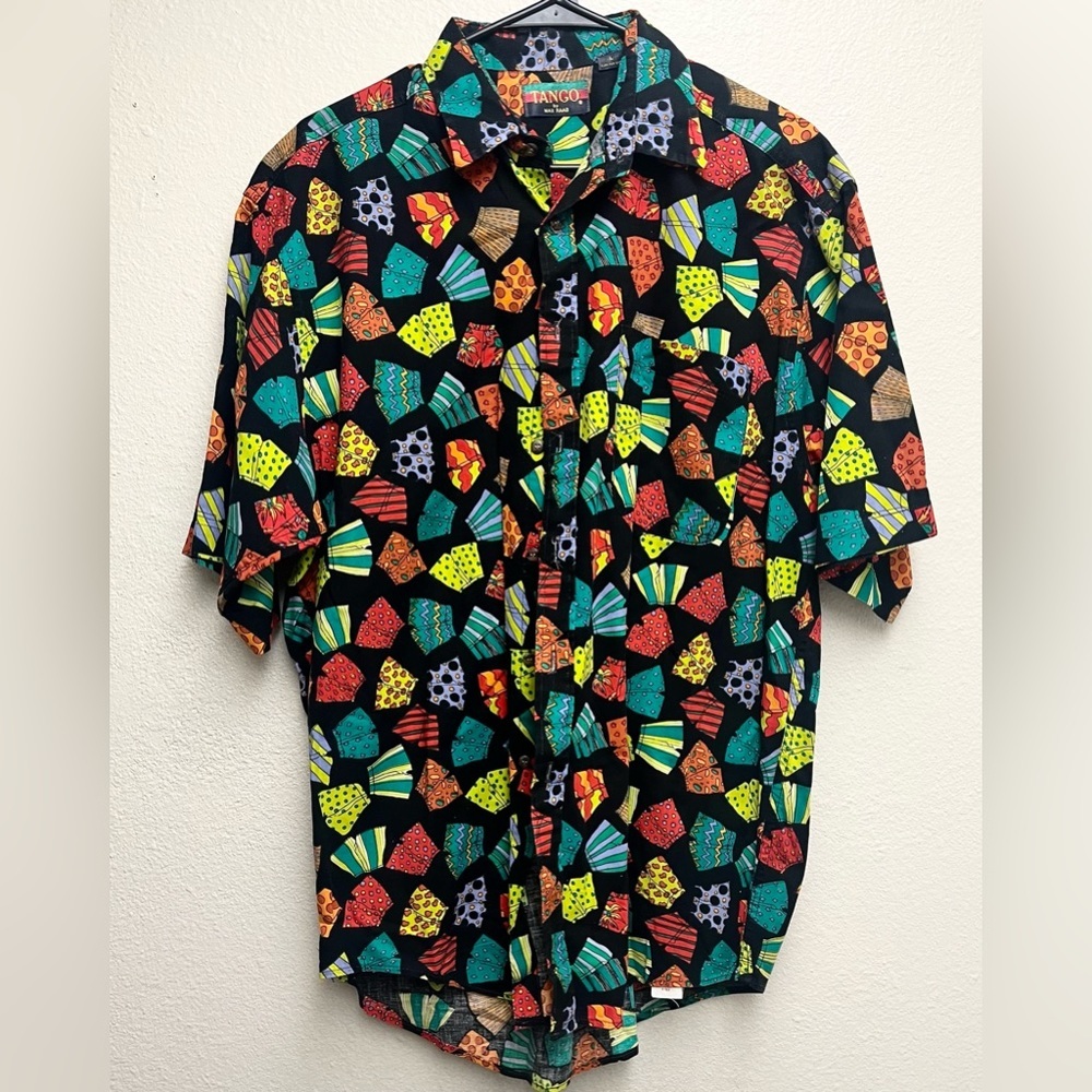 VINTAGE TANGO by Max Raab Colorful Hawaiian Shirt Button Front Size Large